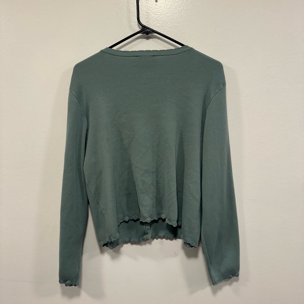 Adrianna Papell Sage Green V-Neck Button Cardigan - Picture 6 of 6